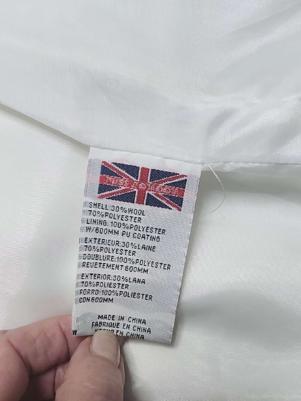Miss London White Ruffle-Collar Double-Breasted Wool Blend Coat - Picture 5 of 11